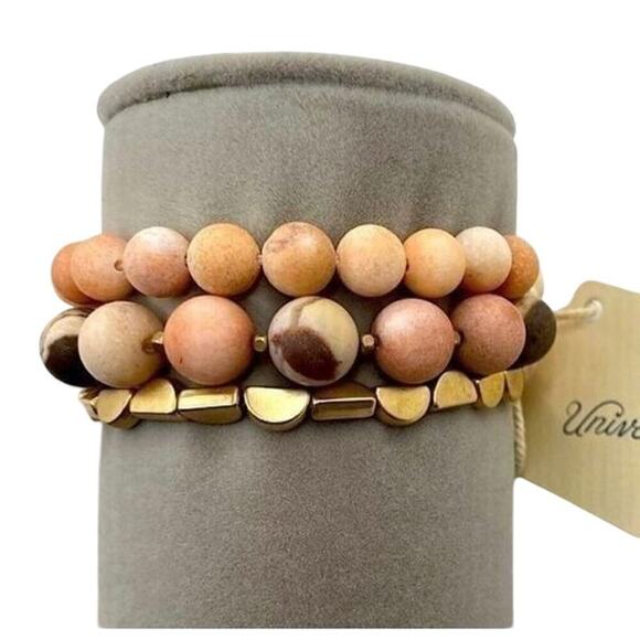 Universal Threads Goods Co Stackable Bracelets – Set of 3 Genuine Stone & Metal - Picture 3 of 3